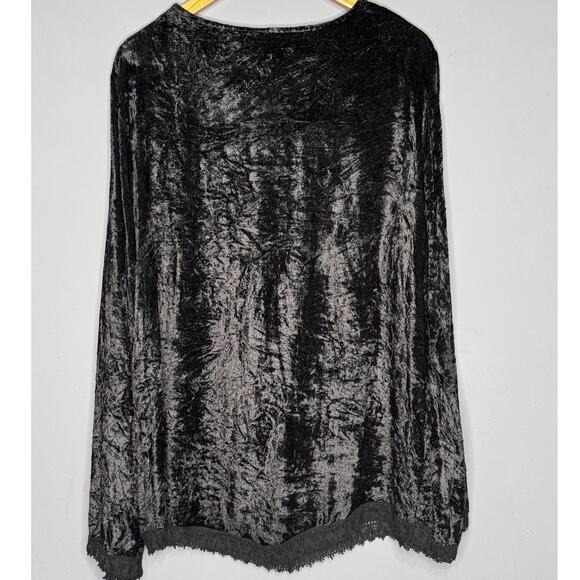 VTG Passport Plus Black Velvet Y2K Tunic Blouse Size: 3X 100% Rayon - Picture 3 of 4